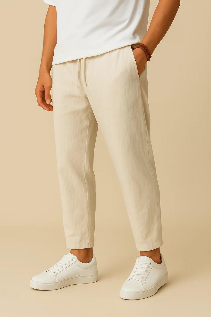 Men's Relaxed Fit Linen Blend Trouser – Lightweight Casual Pant